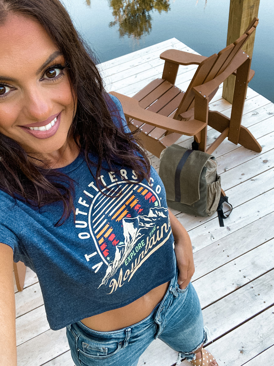 Discover Comfort and Style: Explore the Mountains Crop Tee by