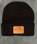 Knit Hat with Leather Vermont Outfitters Patch